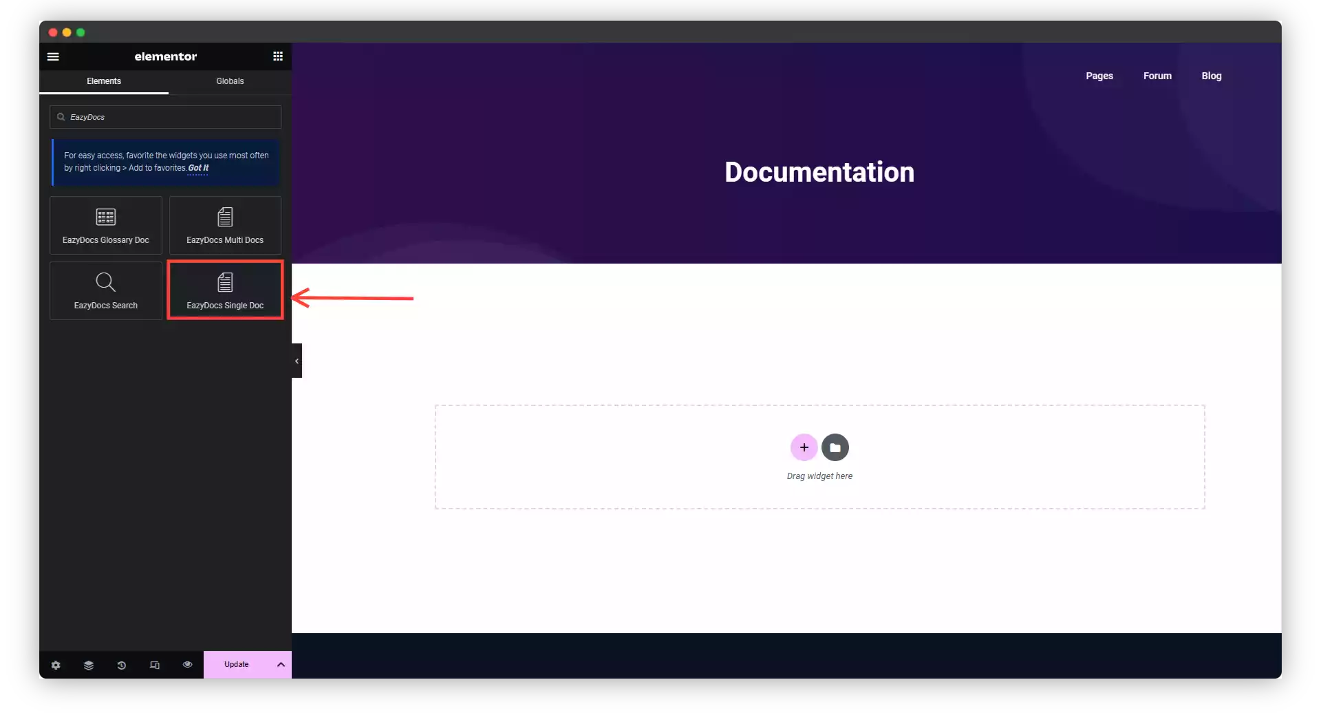 using The EazyDocs Single Doc Widget